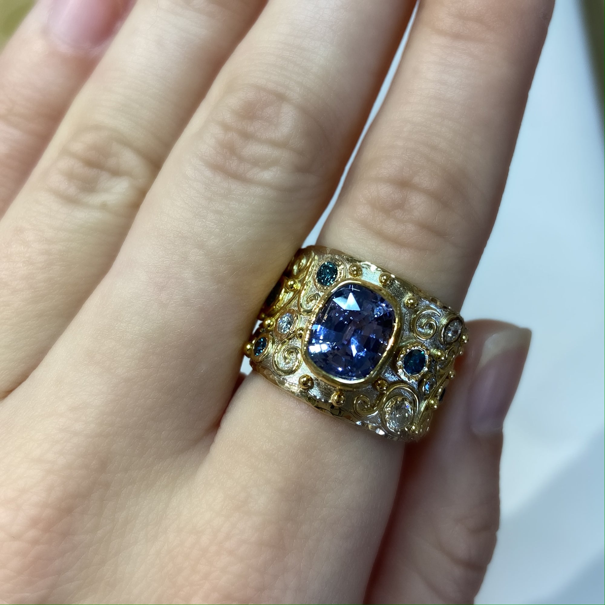 Talisman Ceylon Sapphire and Diamond Ring by Margisa - Talisman Collection Fine Jewelers