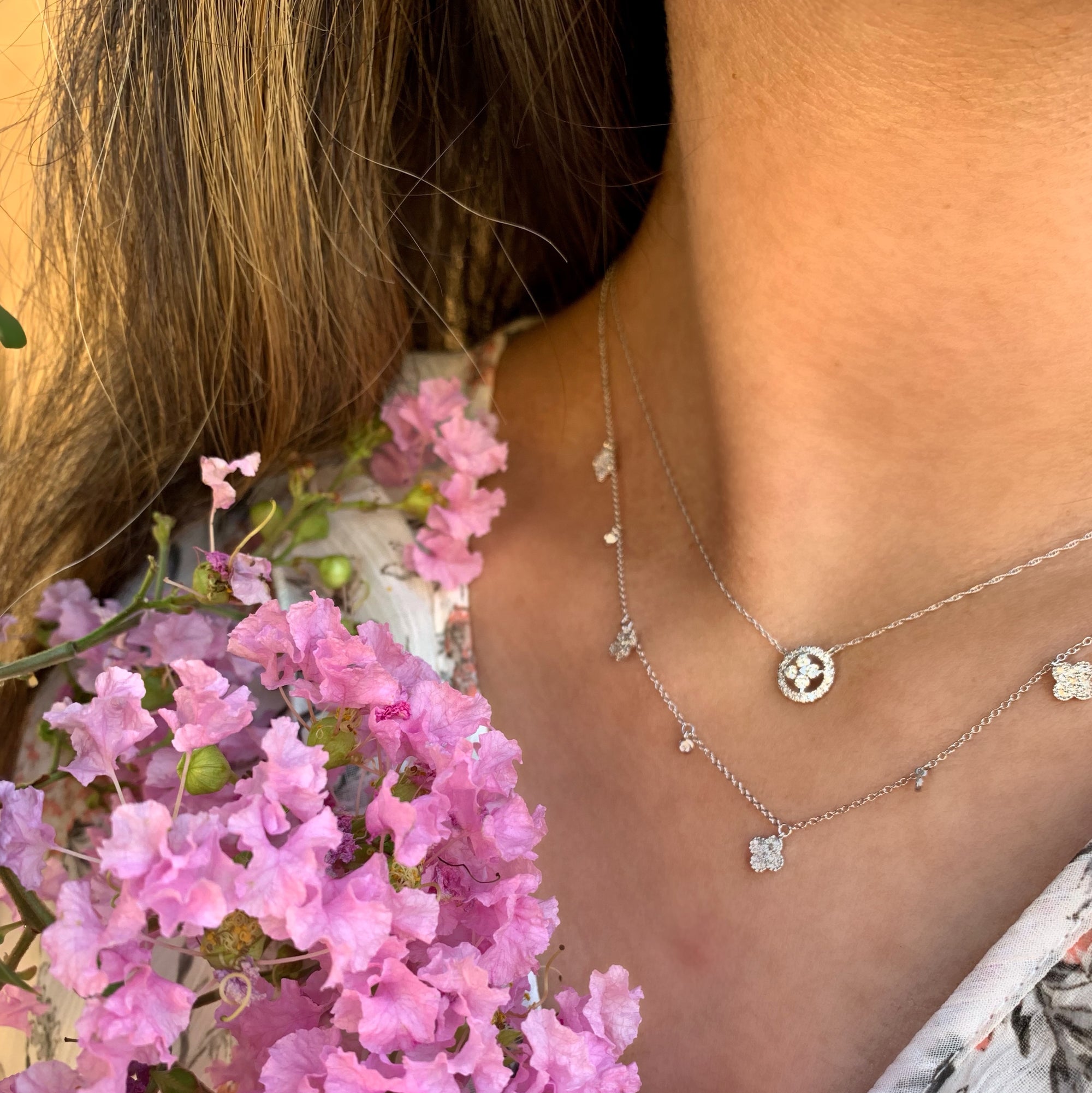 Diamond Quatrefoil Station Necklace in White, Yellow or Rose Gold - Talisman Collection Fine Jewelers