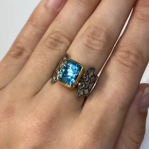 Swiss Blue Topaz A Mermaid's Tale/Tail Ring by Margisa - Talisman Collection Fine Jewelers