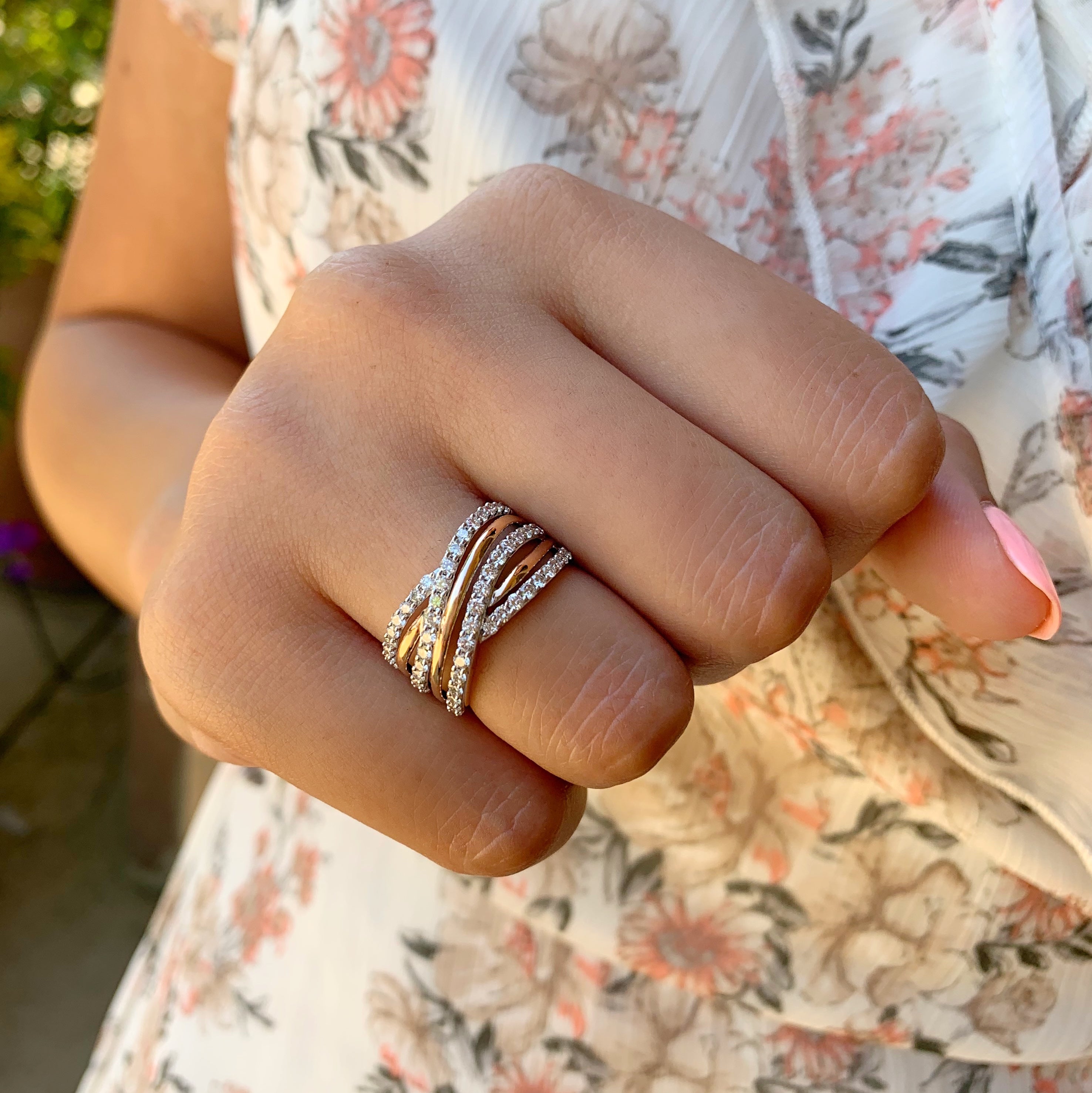 Rose gold white diamond ring Clearance