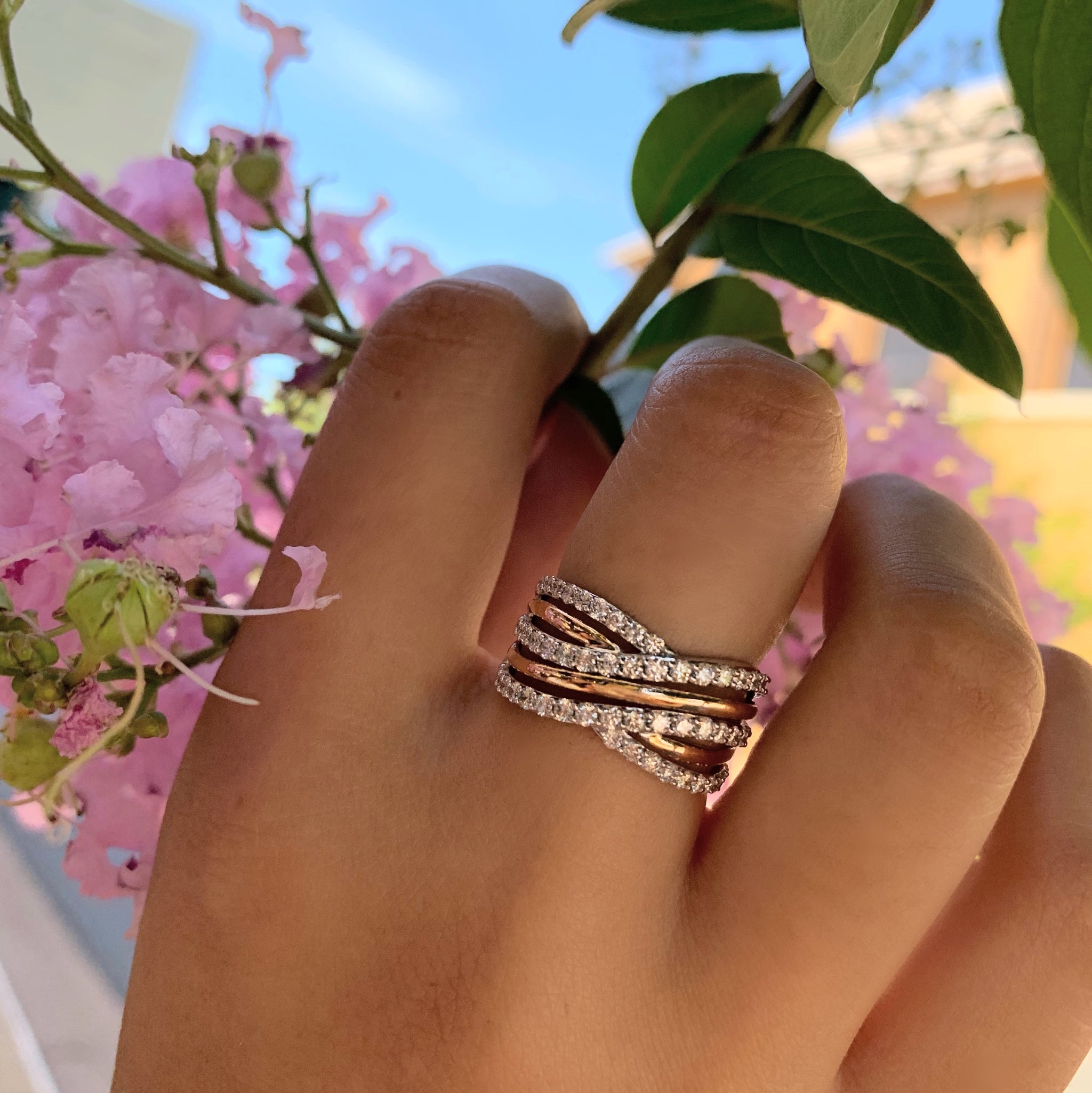 Two-Tone White and Rose Gold Diamond Ring