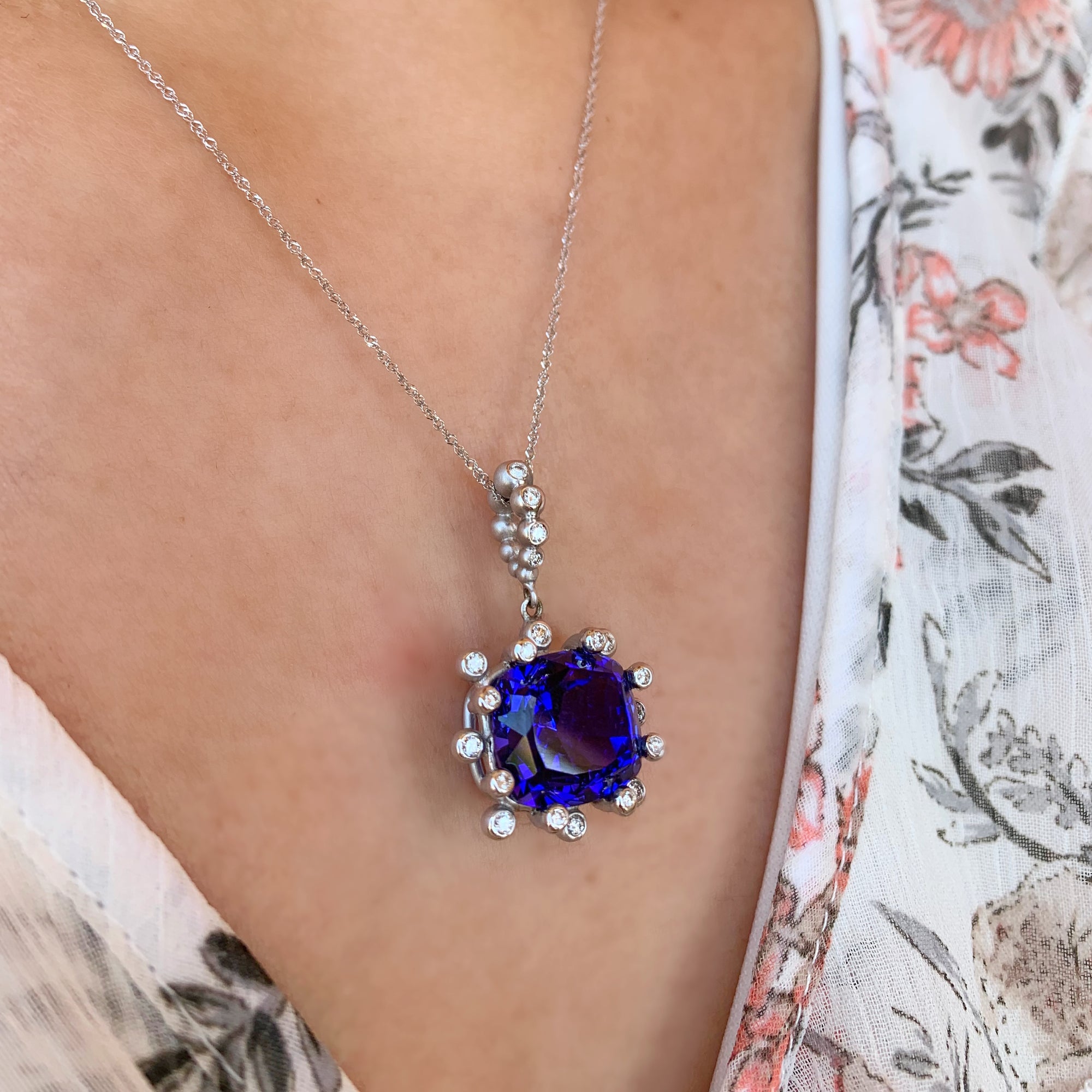 One-Of-A-Kind 16 Carat Tanzanite and Diamond Necklace - Talisman Collection Fine Jewelers