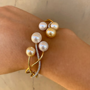 South Sea Pearl and Diamond Cuff Bracelet by Mastoloni - Talisman Collection Fine Jewelers