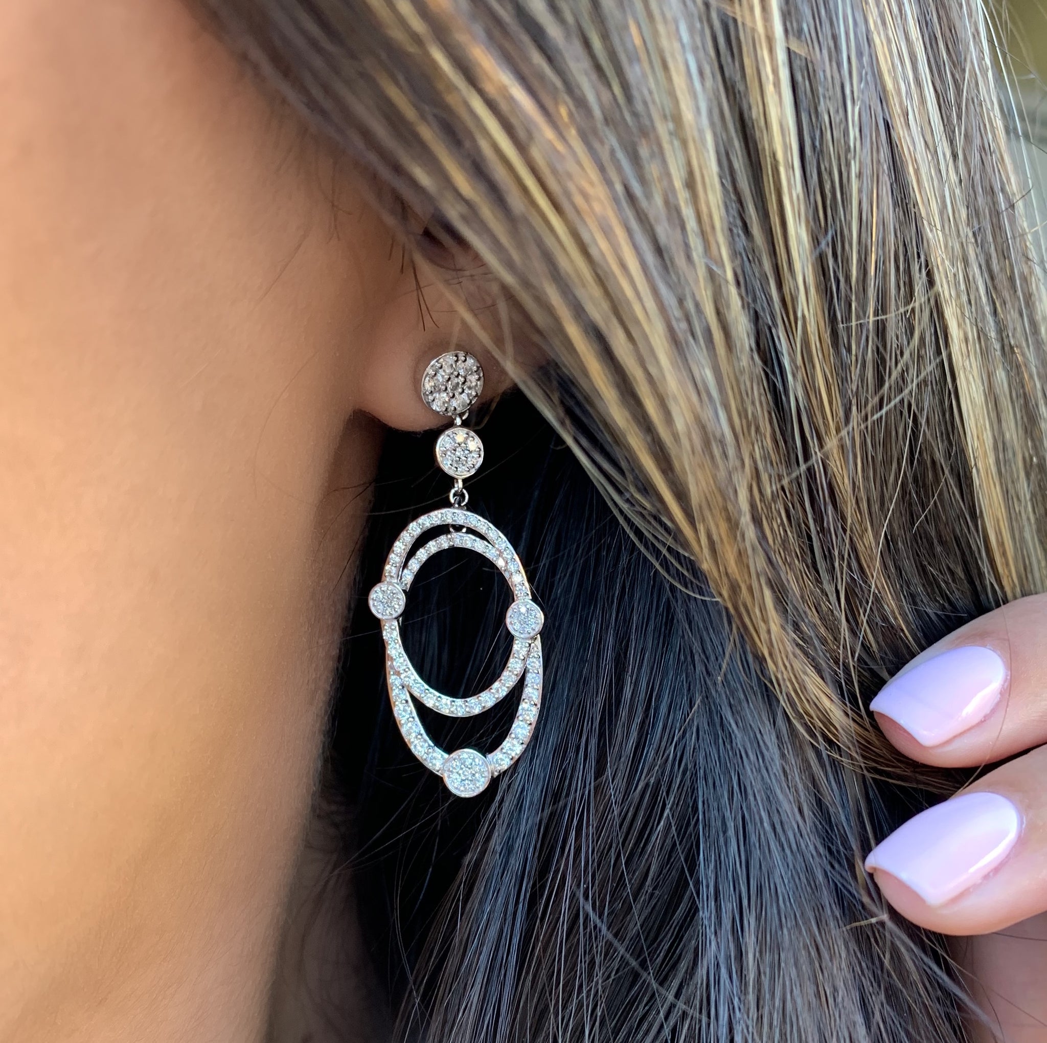 Diamond circle drop earrings hotsell