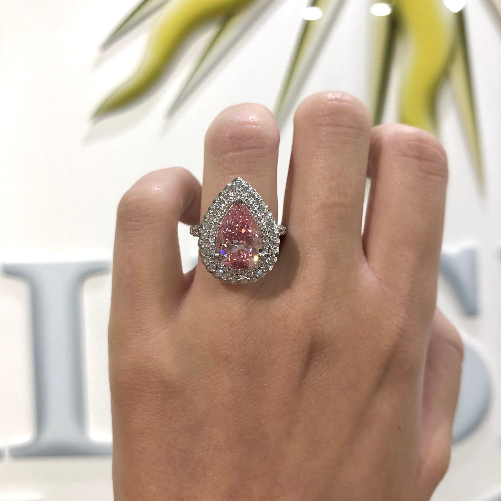 7.95ct Pear Peach Pink Morganite Ring with Filigree