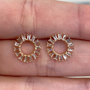 Diamond Open Baguette Circle Stud Earrings by Meredith Young