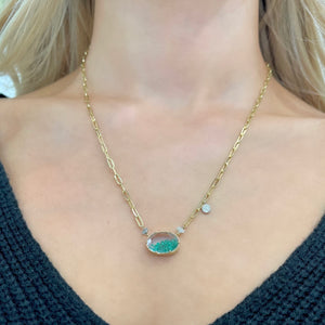 Emerald and Diamond 14k Yellow Gold Shake Necklace