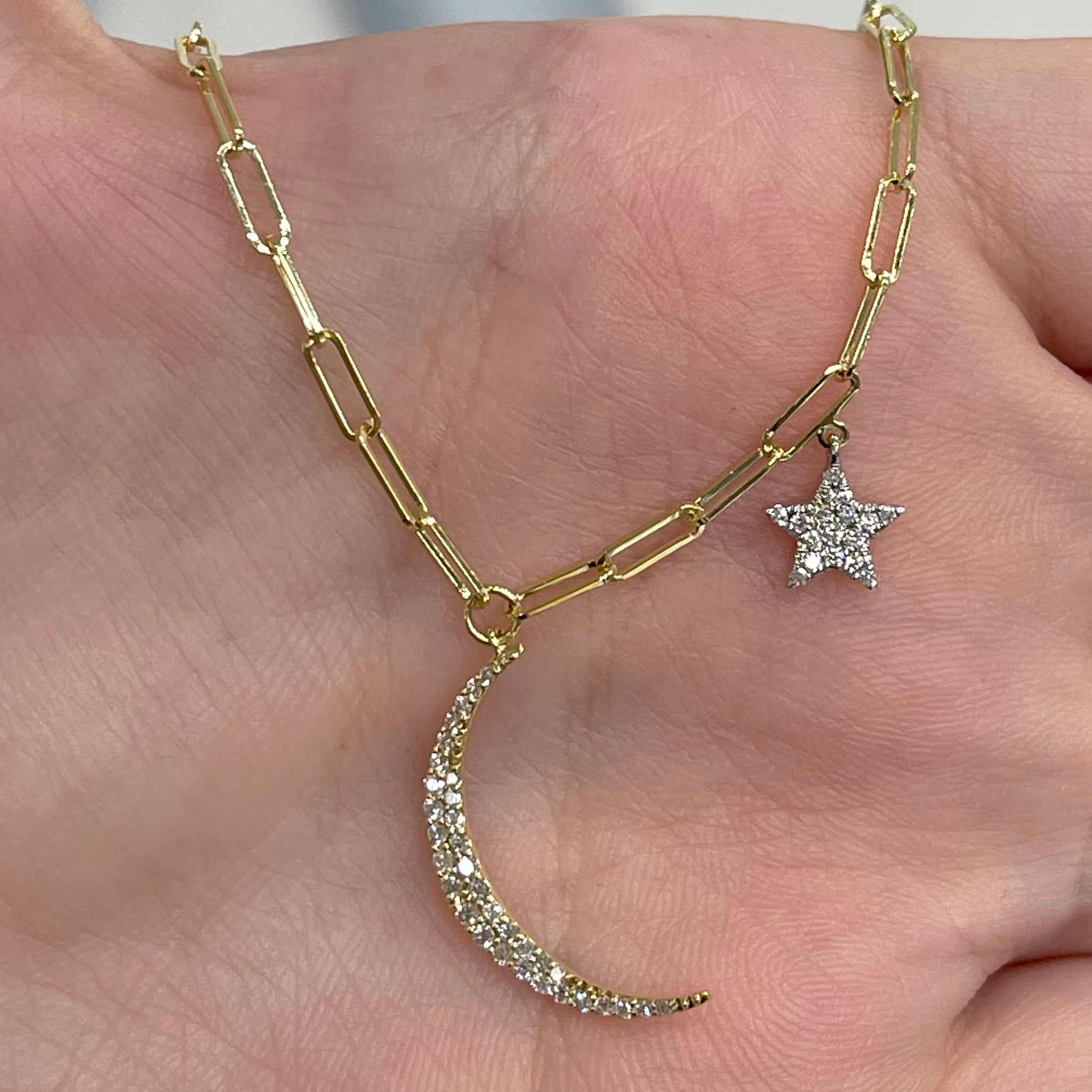 14k + Diamond Moon Necklace