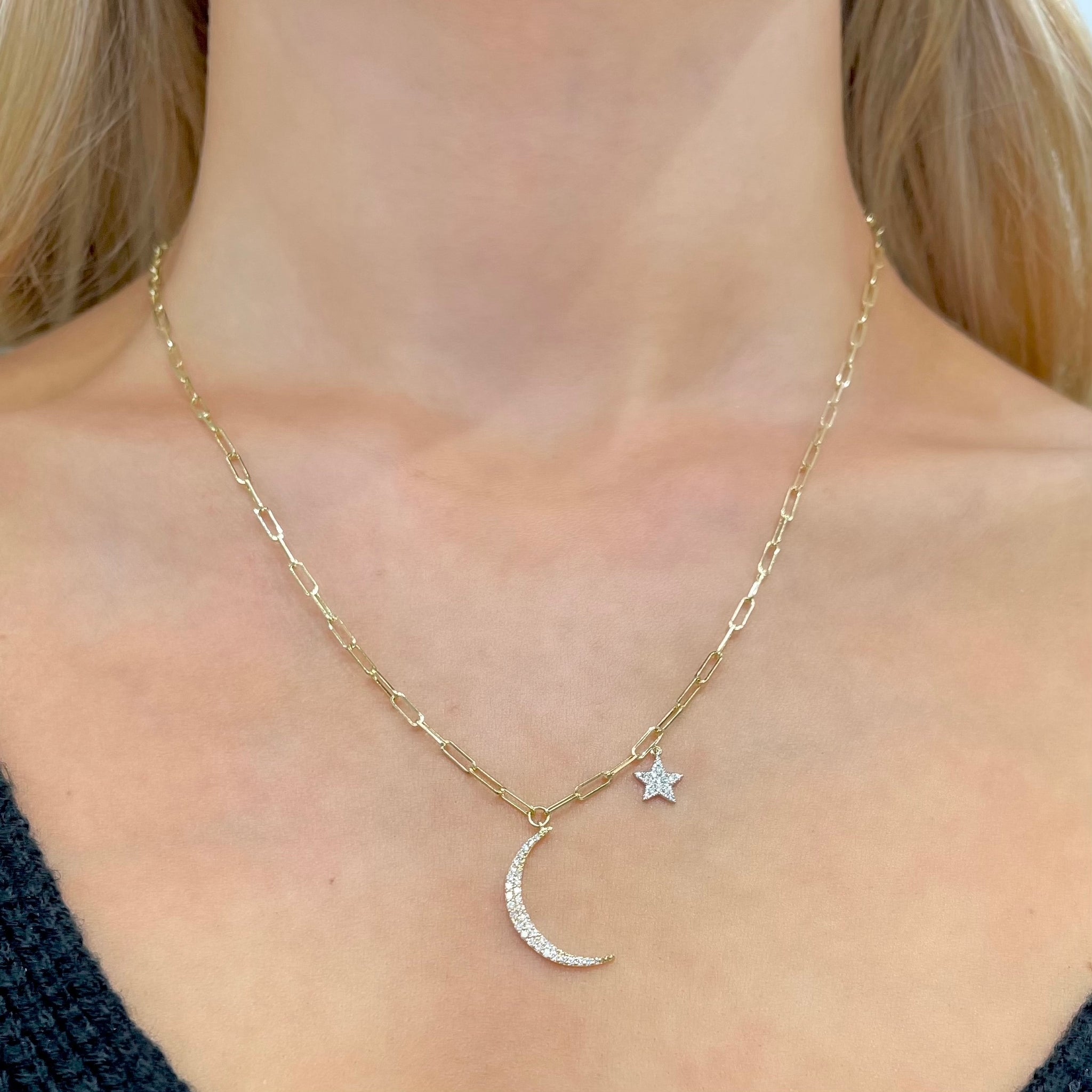 SALT. Fine Jewelry | MEDIUM DIAMOND MOON AND STAR NECKLACE