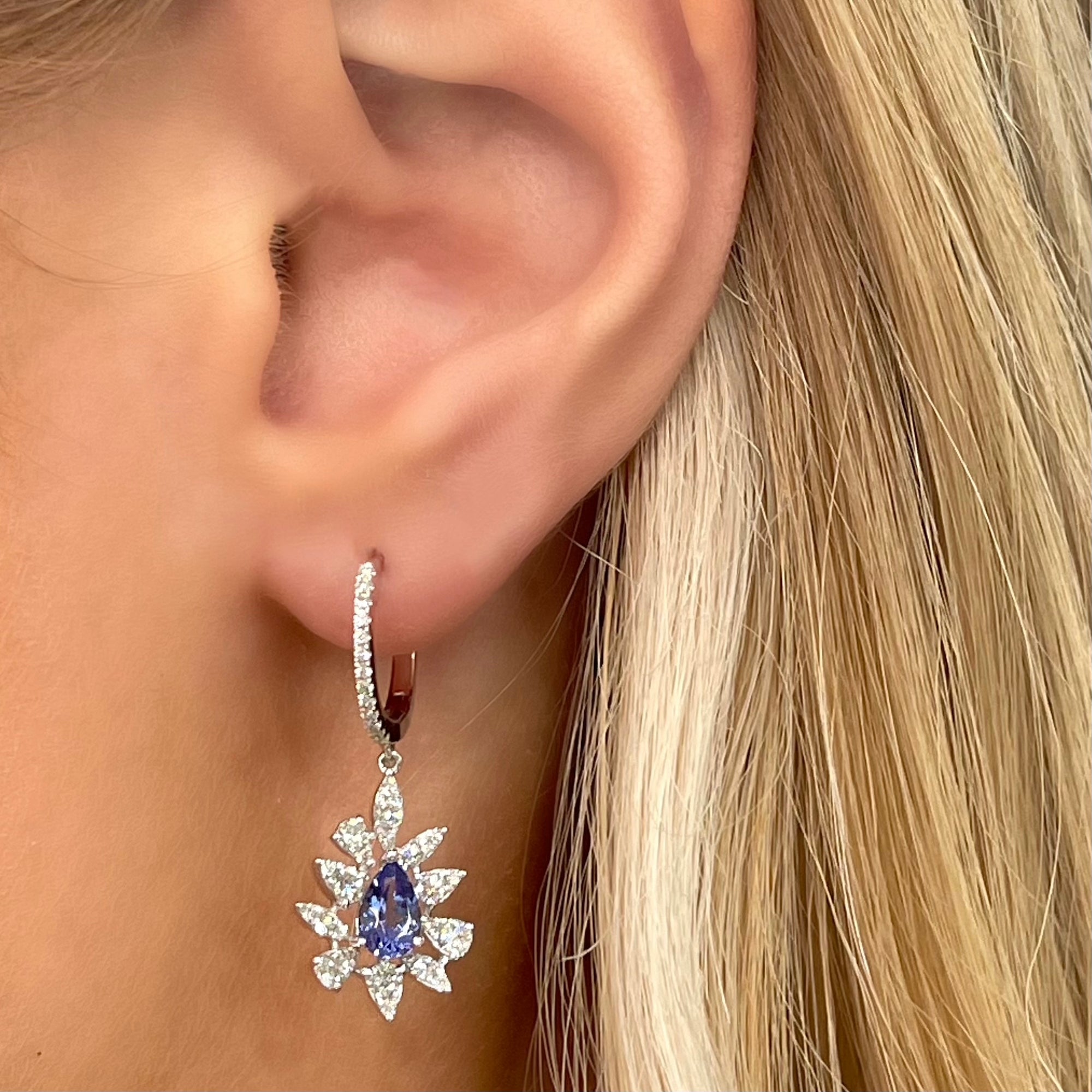 Tanzanite and Diamond Flora Drop Earrings