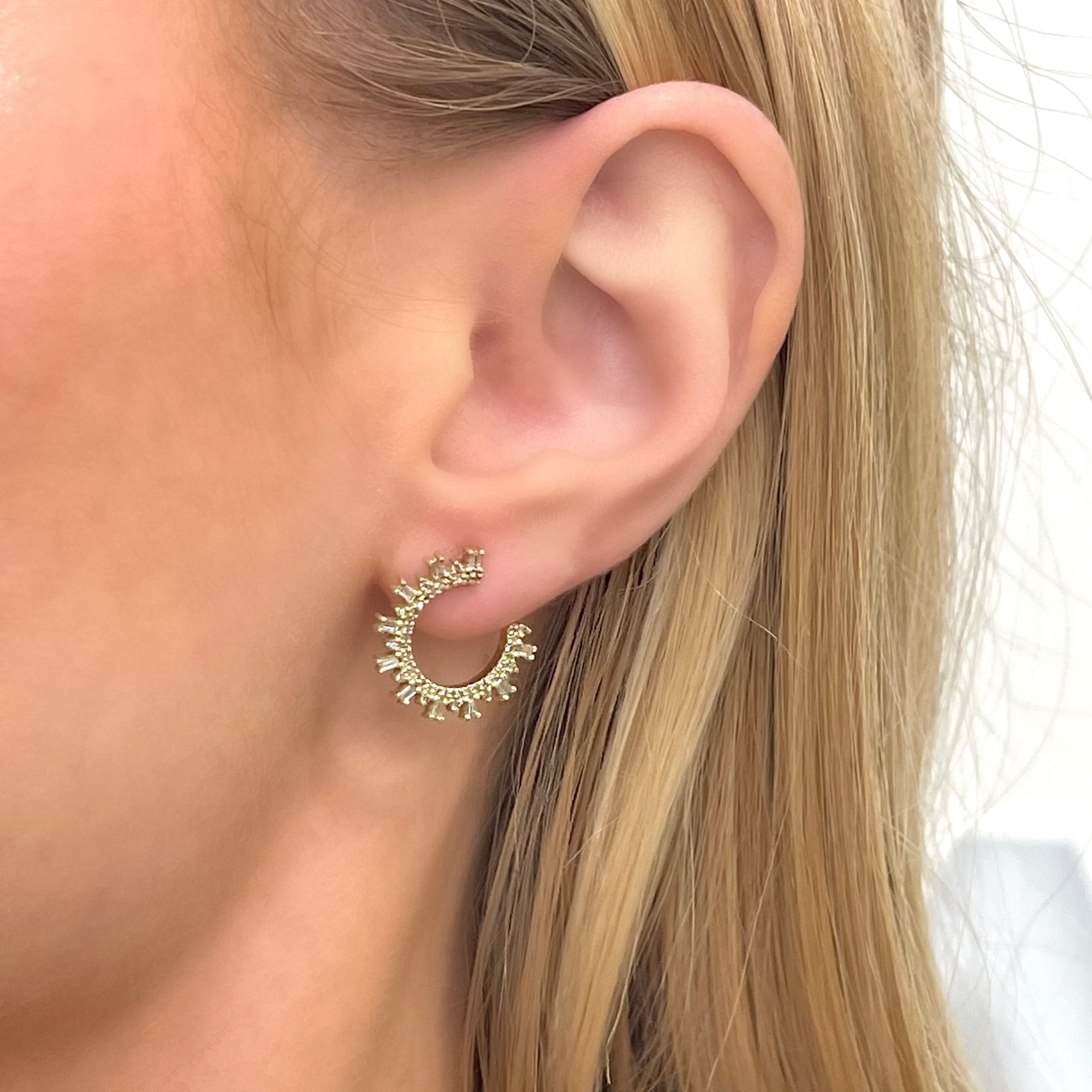 Champagne Diamond Contour Hoop Stud Earrings by Meredith Young