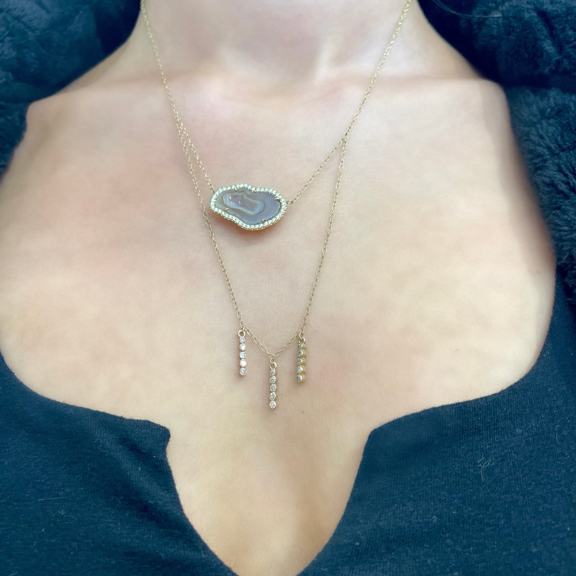 Diamond and Geode Tiered Necklace by Meredith Young