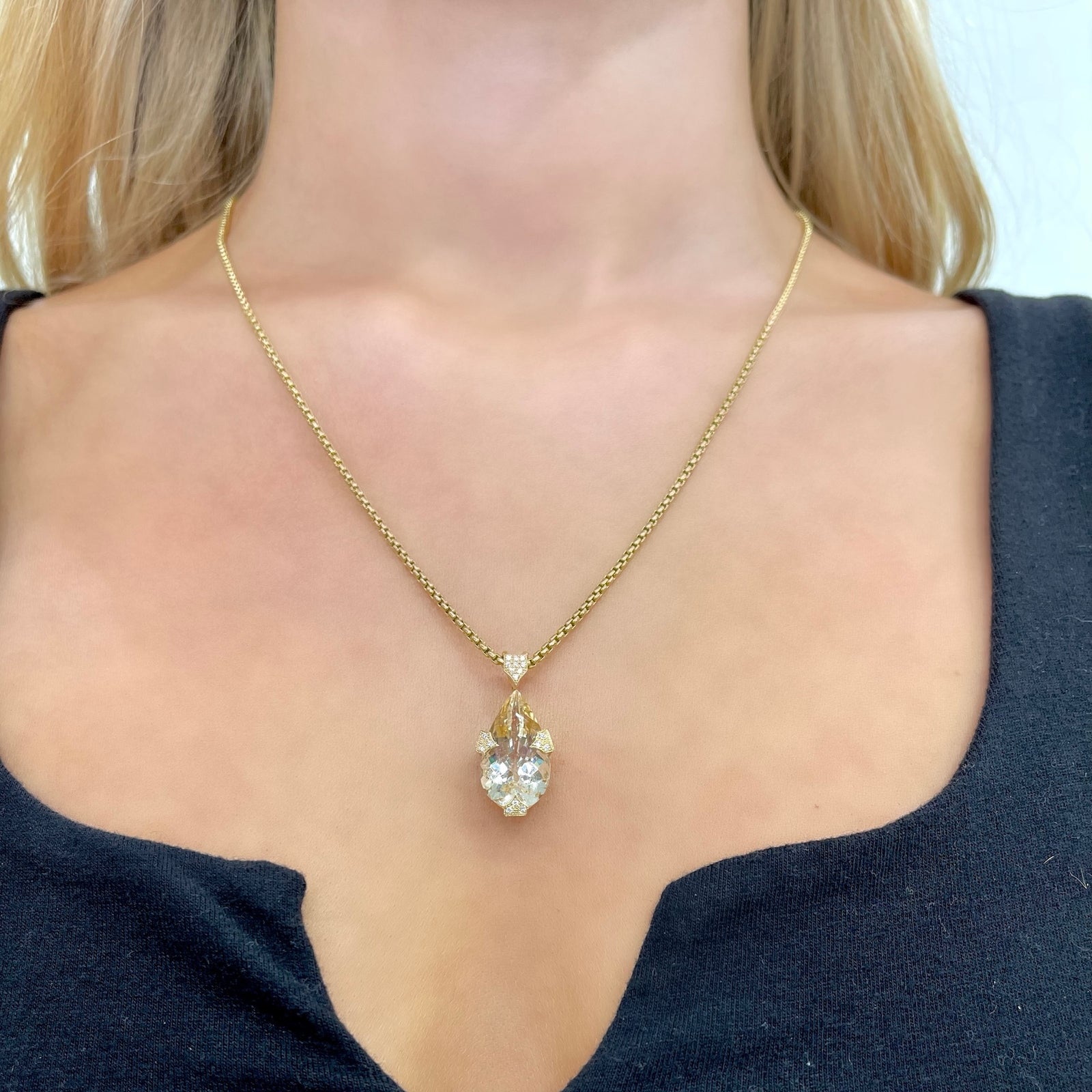 Imperial Topaz and Diamond Pear Necklace by Meredith Young