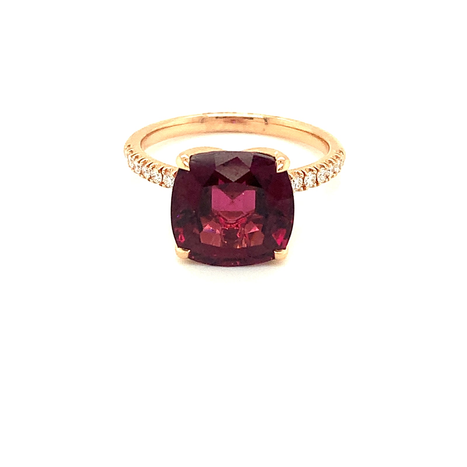Cushion-Cut Rhodolite Garnet and Diamond Ring by Lisa Nik
