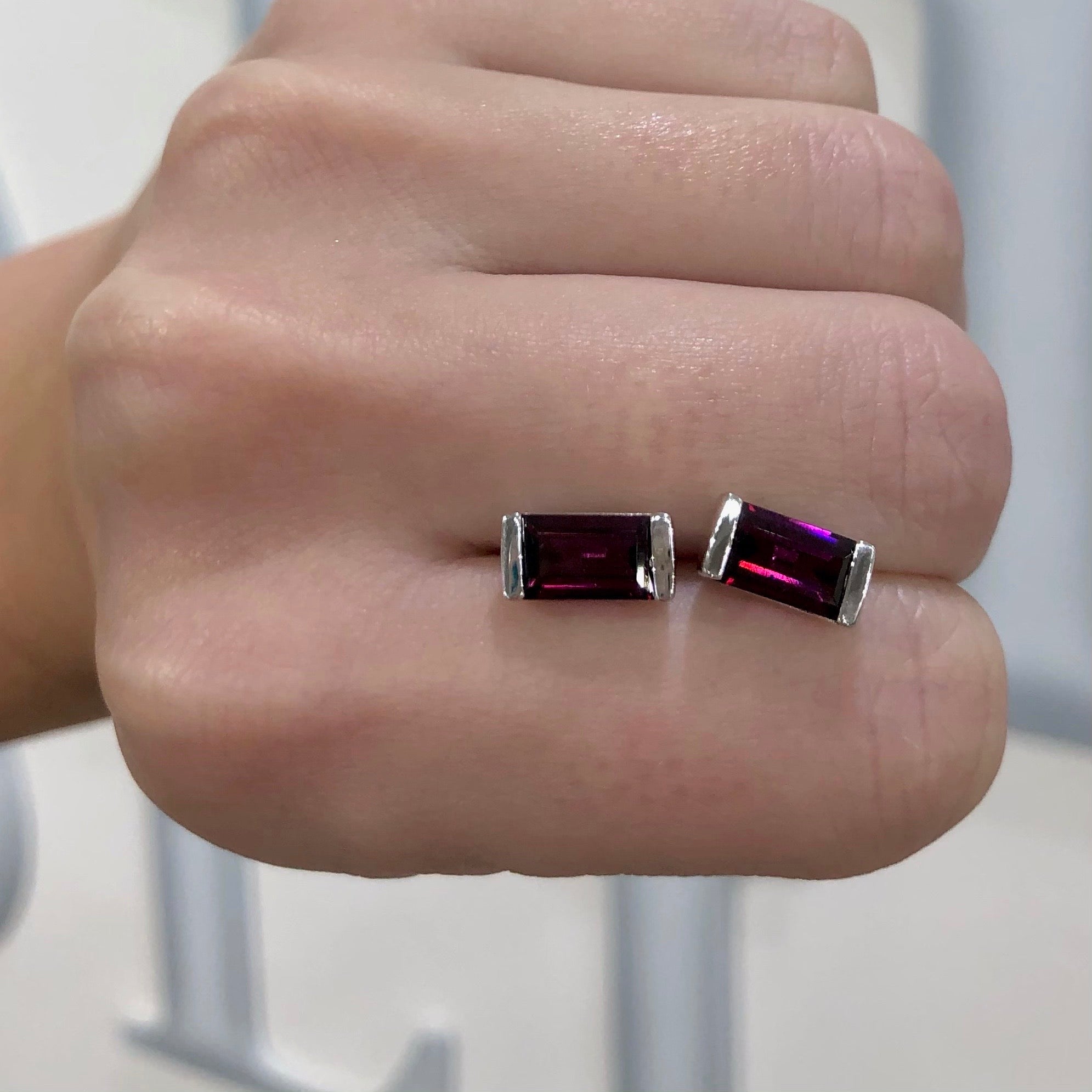 Rhodolite Garnet Bonbon Stud Earrings