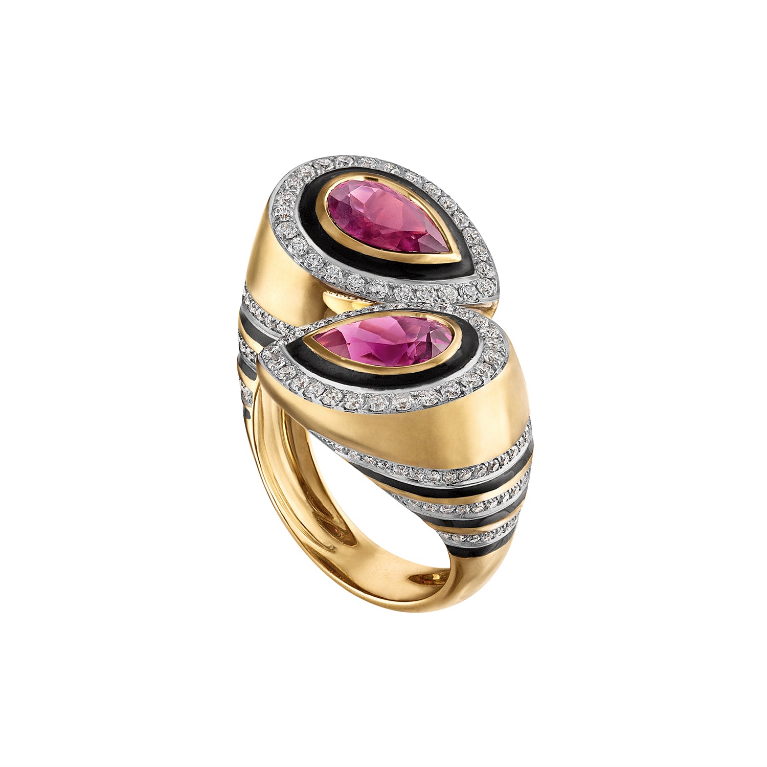 Pink Tourmaline Pear Bypass Ring by Eden Presley