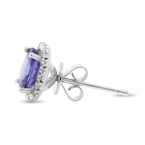 Tanzanite and Diamond Halo Stud Earrings - Talisman Collection Fine Jewelers