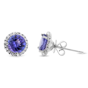 Tanzanite and Diamond Halo Stud Earrings - Talisman Collection Fine Jewelers