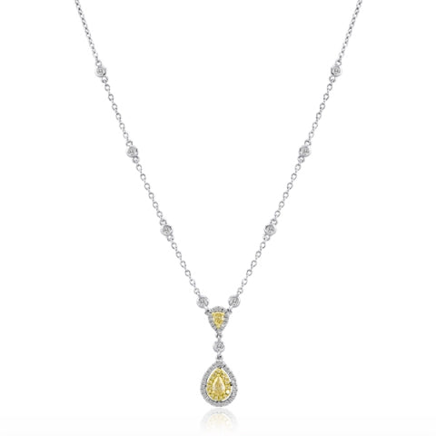 Yellow and White Diamond Pear-Shaped Necklace - Talisman Collection Fine Jewelers