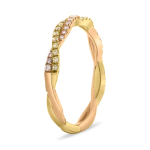 Pink and Yellow Diamond Twisted Stack Band - Talisman Collection Fine Jewelers