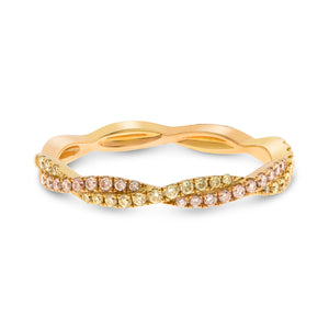 Pink and Yellow Diamond Twisted Stack Band - Talisman Collection Fine Jewelers