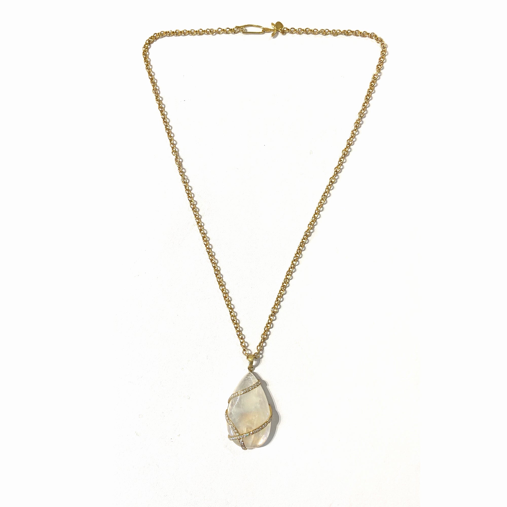 Ribbon Wrapped Moonstone Necklace by Laurie Kaiser - Talisman Collection Fine Jewelers