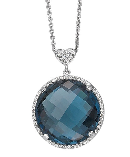 Natural London Blue Topaz Necklace, 5mm Heart Shape Gemstone Necklace,