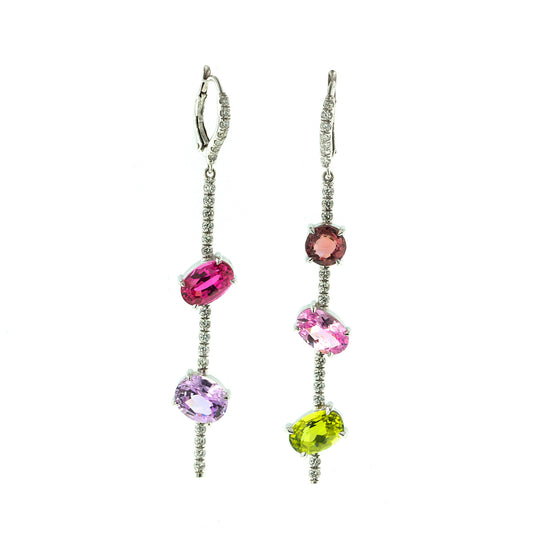 Asymmetric Spinel and Diamond Earrings by Lisa Nik - Talisman Collection Fine Jewelers