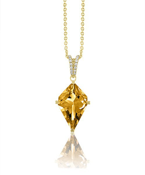 Kite-Shaped Citrine and Diamond Necklace by Lisa Nik - Talisman Collection Fine Jewelers