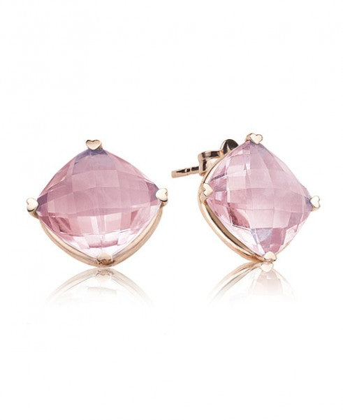 Rose Quartz Cushion Studs by Lisa Nik - Talisman Collection Fine Jewelers