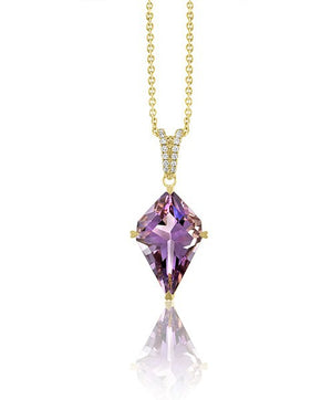 Kite-Shaped Amethyst and Diamond Necklace by Lisa Nik - Talisman Collection Fine Jewelers