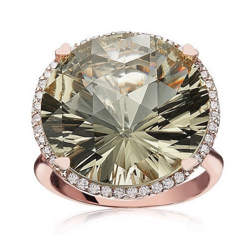 Prasiolite and Diamond Ring by Lisa Nik