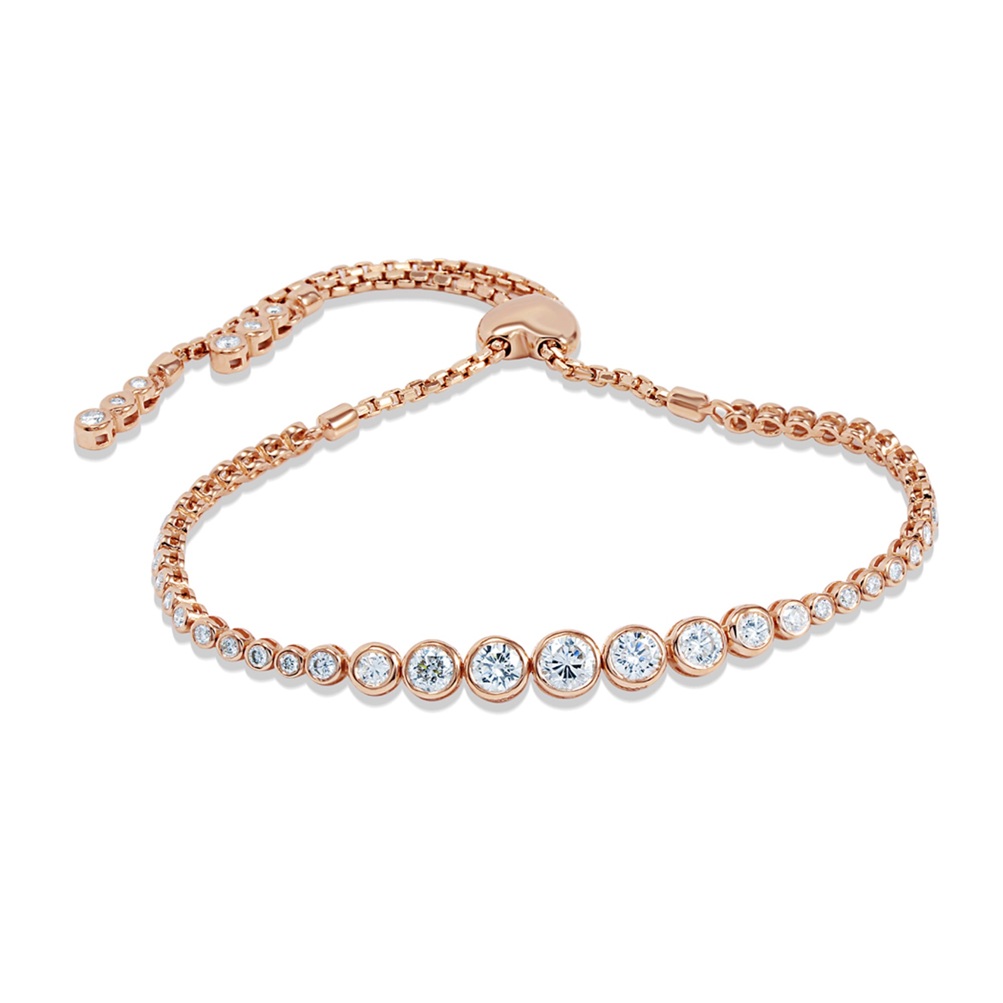 Diamond Bolo Bracelet in 14k Rose Gold, Total Carat Weight
