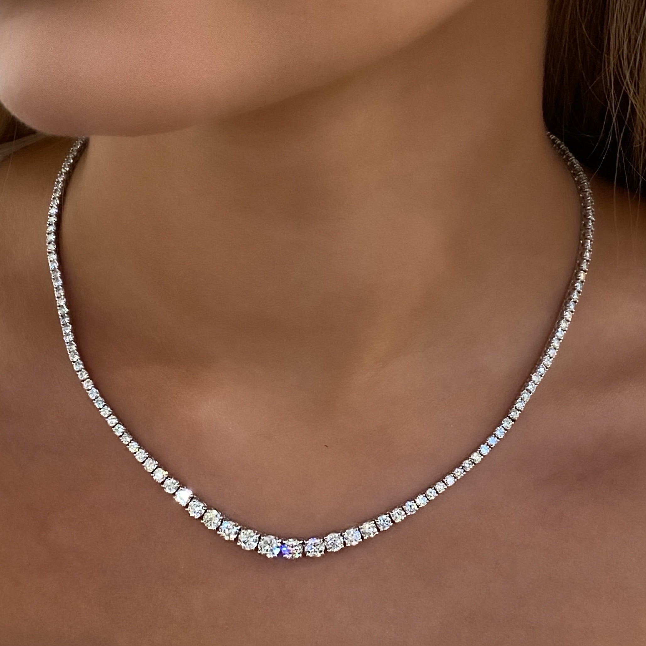 Diamond Riviera Necklace with Graduated Size Diamonds