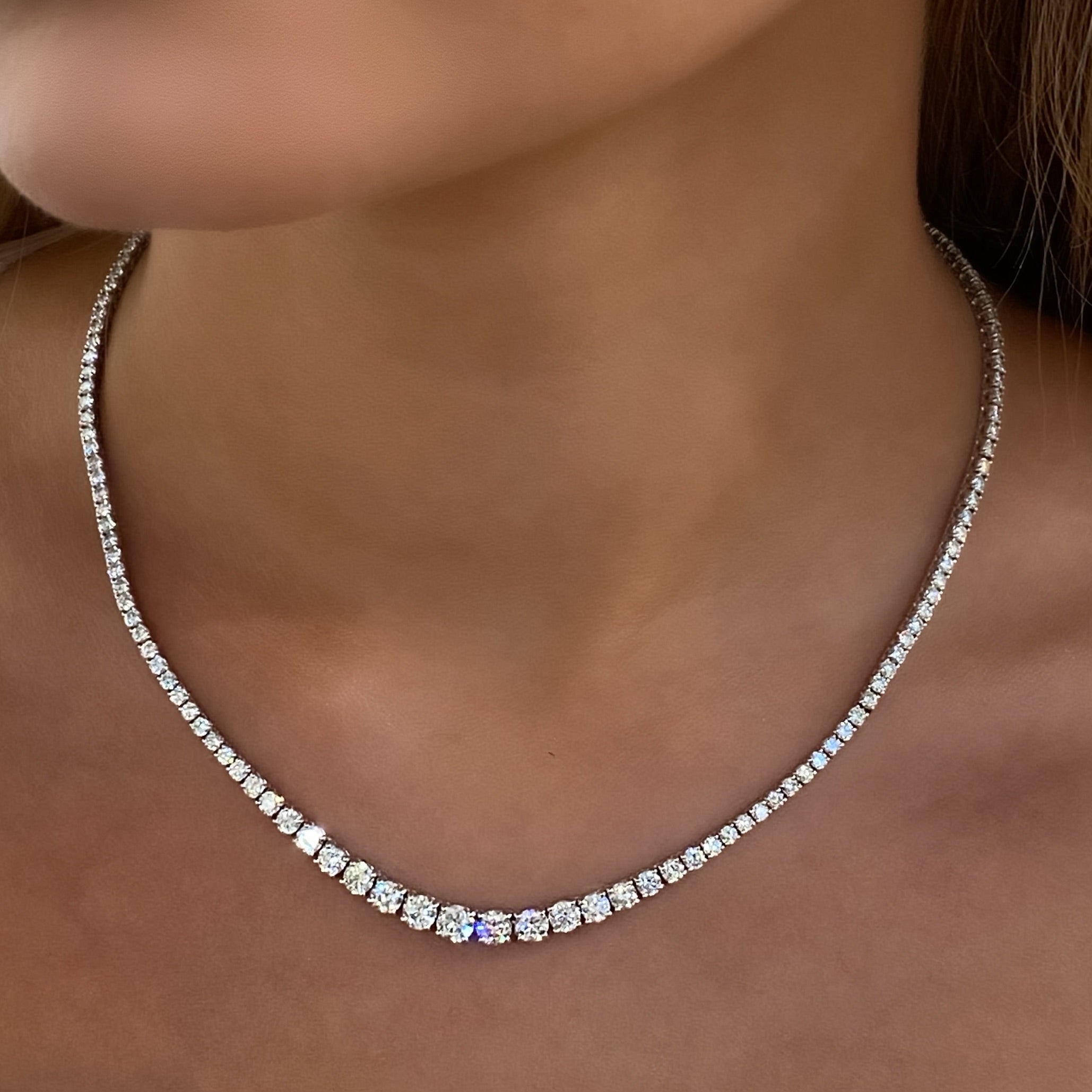 5 Carat Graduated Diamond Riviera Tennis Necklace in 14k Gold | Arina  Diamonds