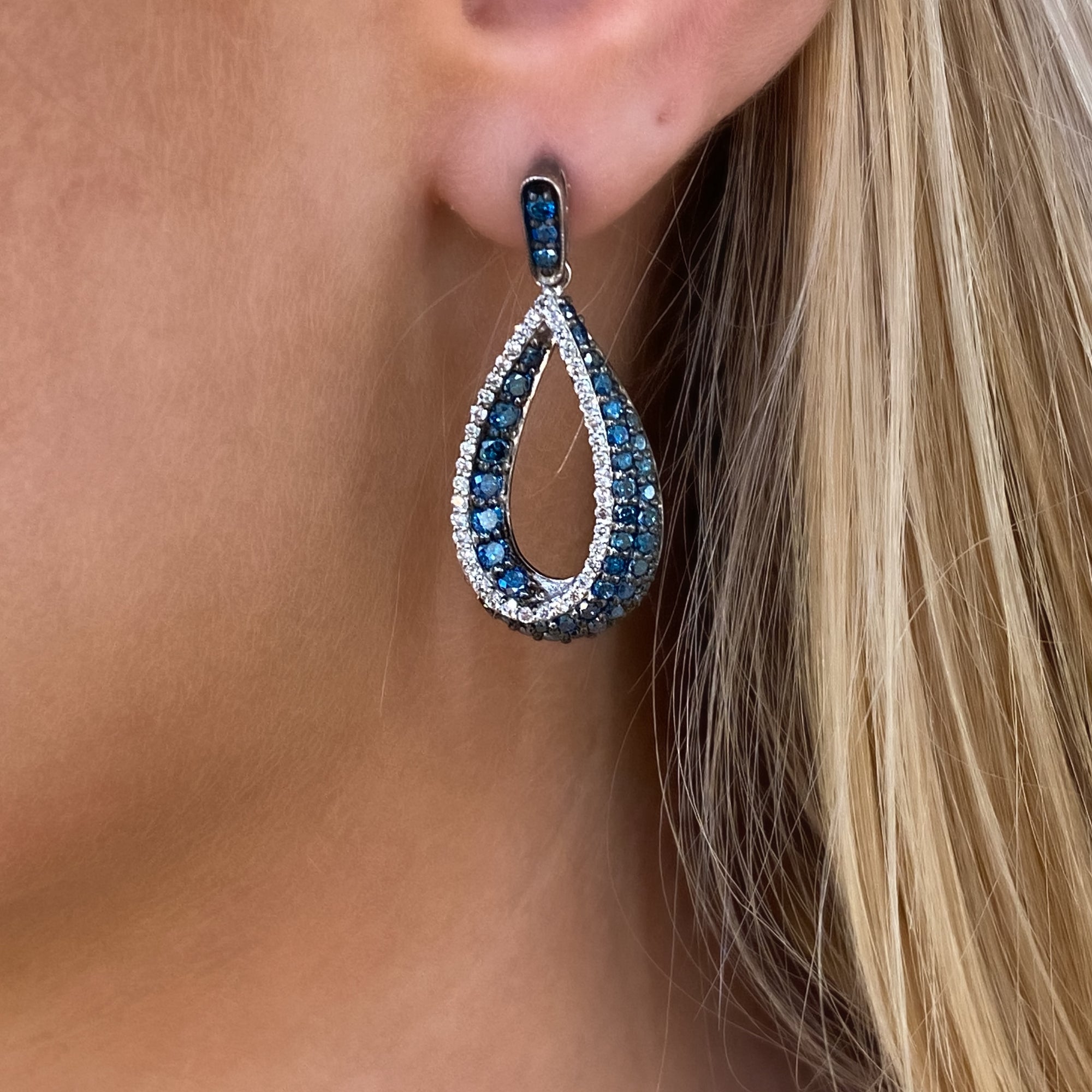 Blue Diamond Pear-Shaped Drop Earrings - Talisman Collection Fine Jewelers