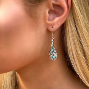 Blue Diamond Teardrop Earrings with White Diamonds - Talisman Collection Fine Jewelers