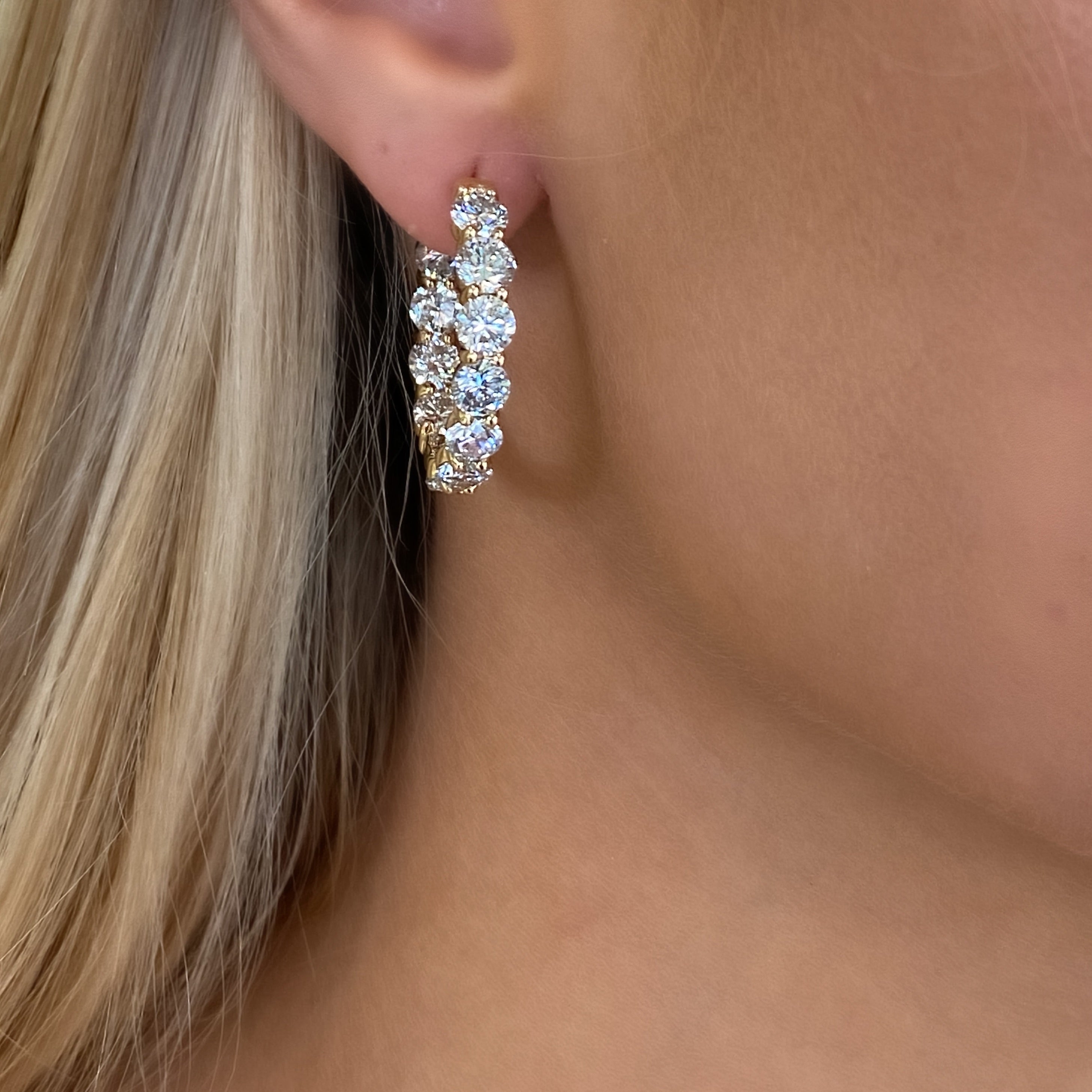 Inside outside diamond hoops Clearance