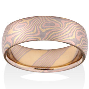 Birch Mokume Tri-Color Gold Ring by Chris Ploof - Talisman Collection Fine Jewelers