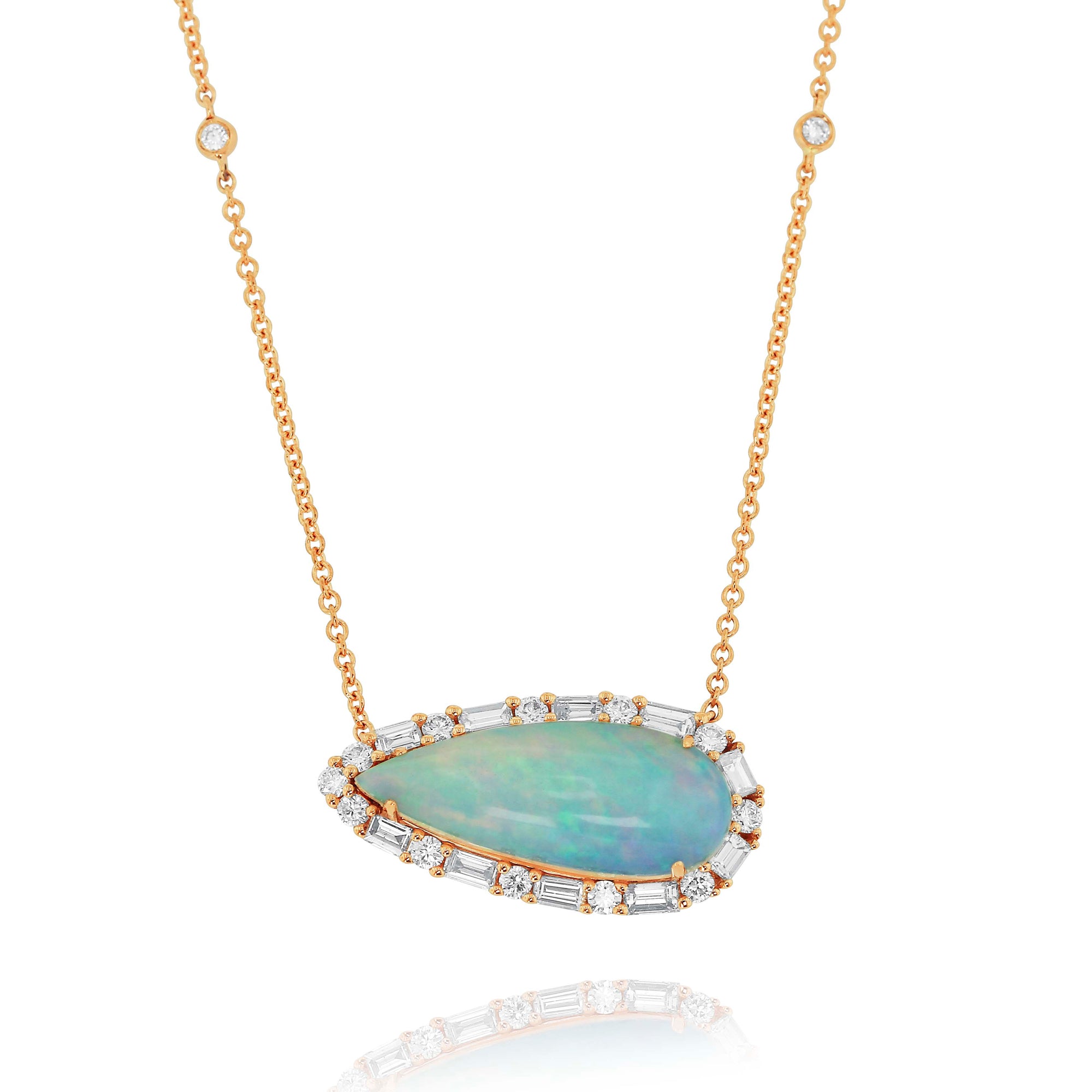 Pear-Shaped White Opal Necklace by Yael - Rose Gold - Talisman Collection Fine Jewelers