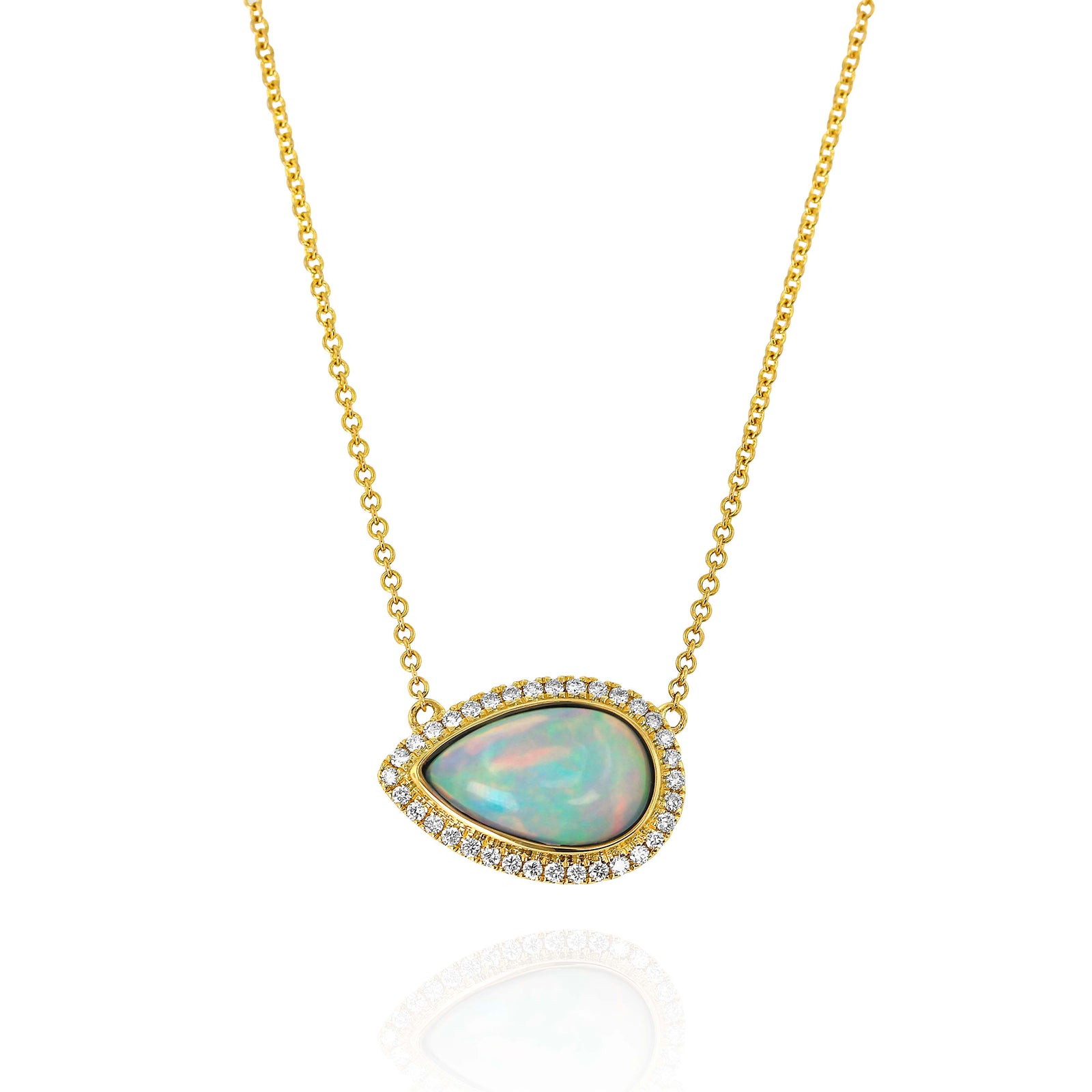 Pear-Shaped White Opal Necklace by Yael - Yellow Gold - Talisman Collection Fine Jewelers