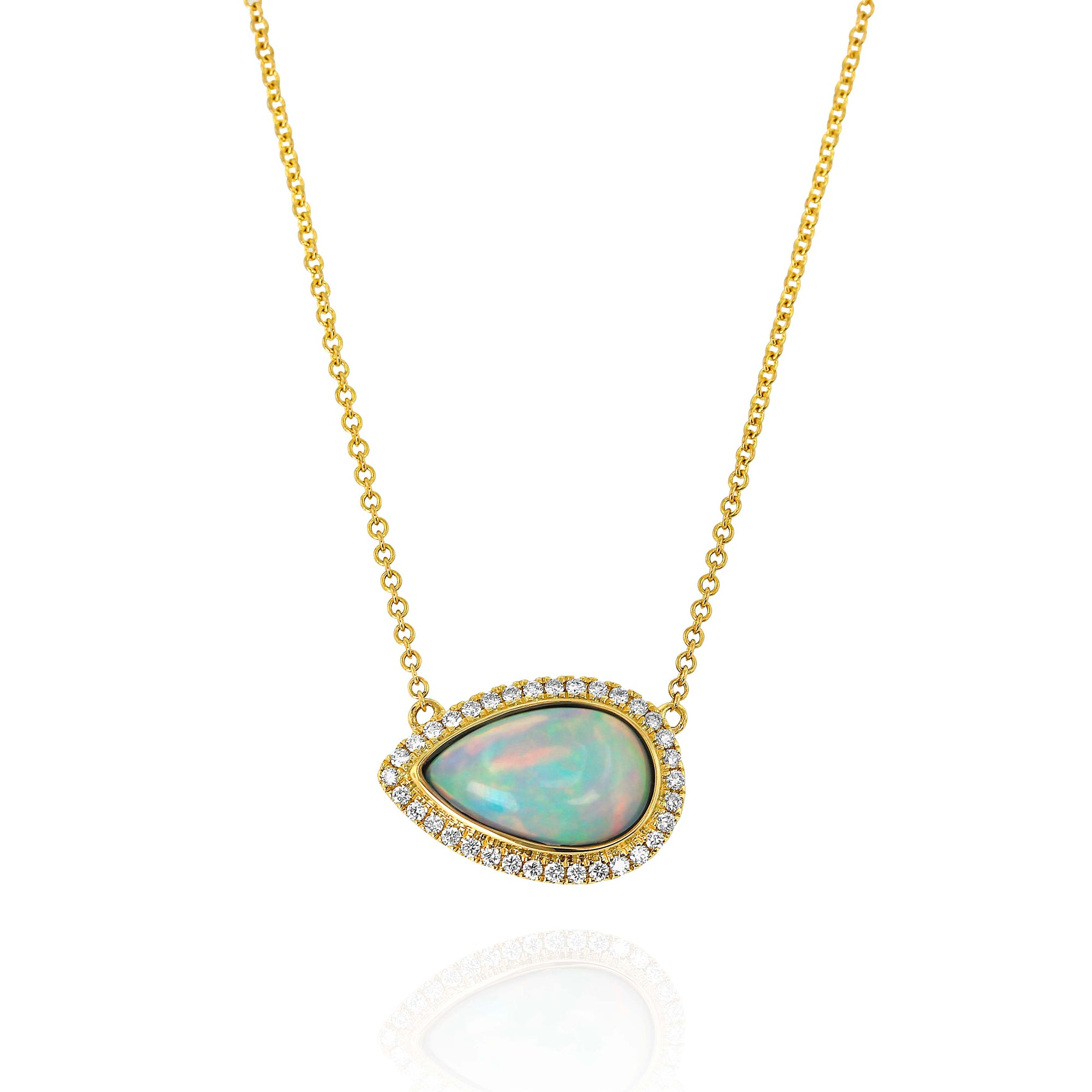 Pear-Shaped White Opal Necklace by Yael - Yellow Gold - Talisman Collection Fine Jewelers