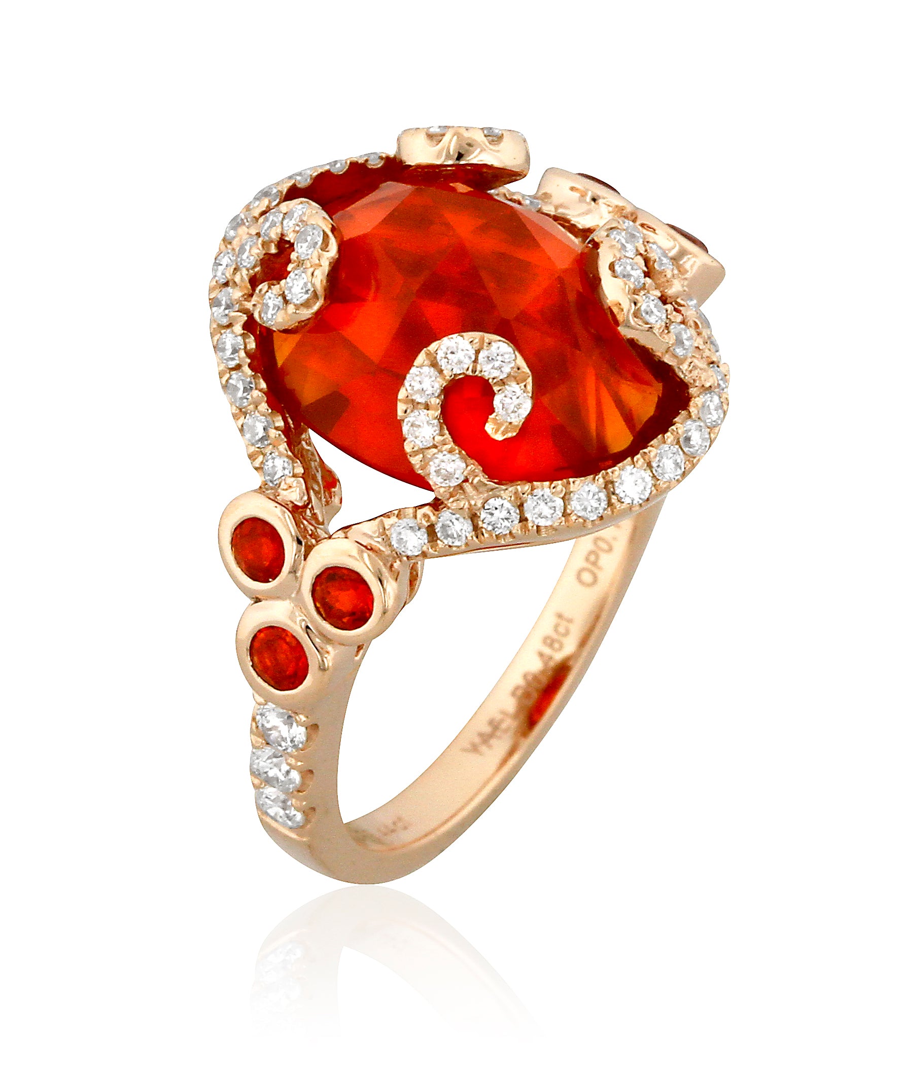 Fire Opal and Diamond Ring by Yael - Rose Gold - Talisman Collection Fine Jewelers