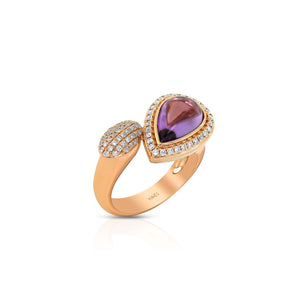 Pear-Shaped Amethyst and Diamond Ring by Yael - Talisman Collection Fine Jewelers