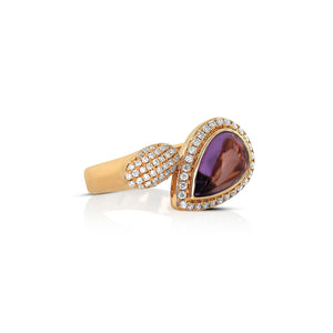 Pear-Shaped Amethyst and Diamond Ring by Yael - Talisman Collection Fine Jewelers