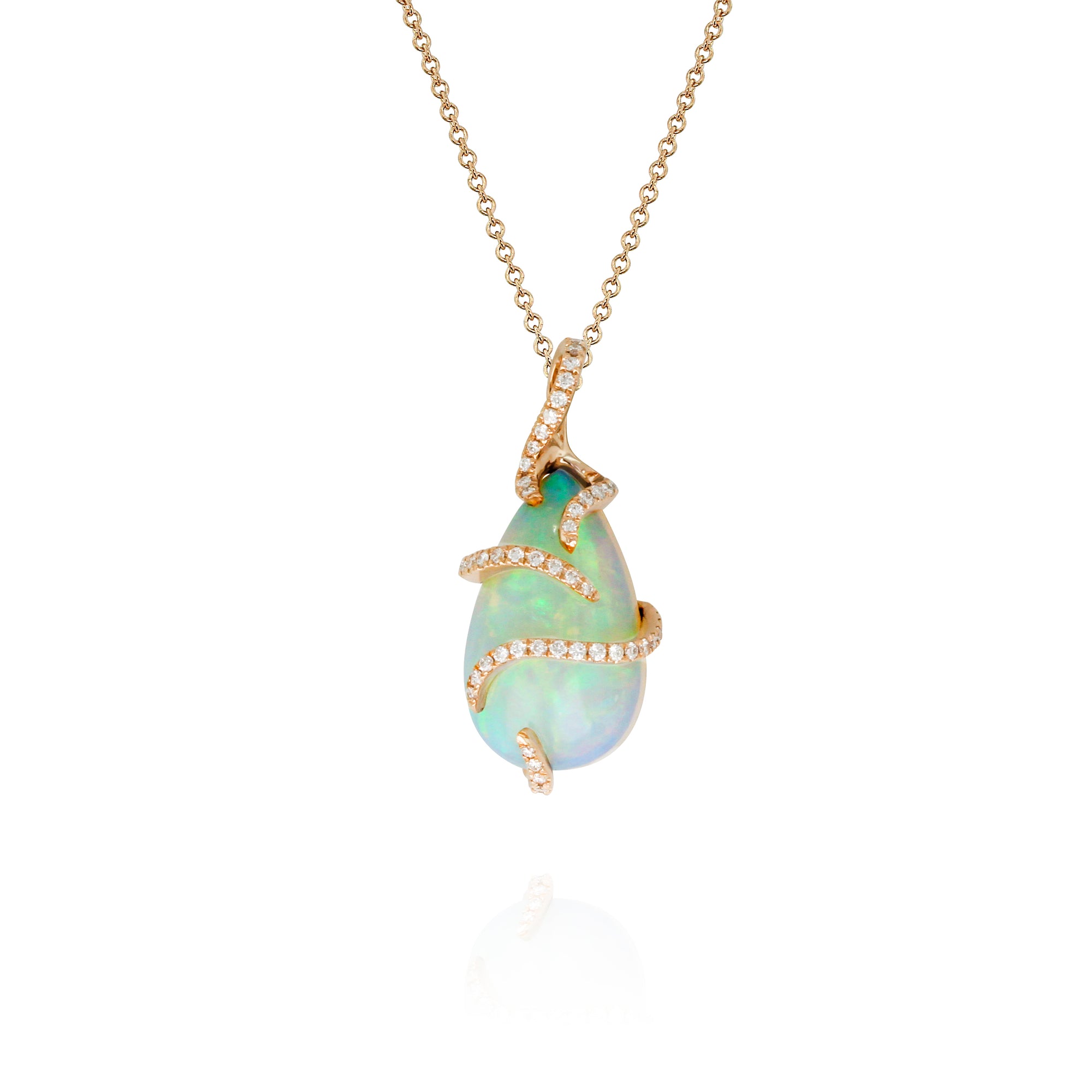 Opal and Diamond Rose Gold Pendant by Yael - Talisman Collection Fine Jewelers