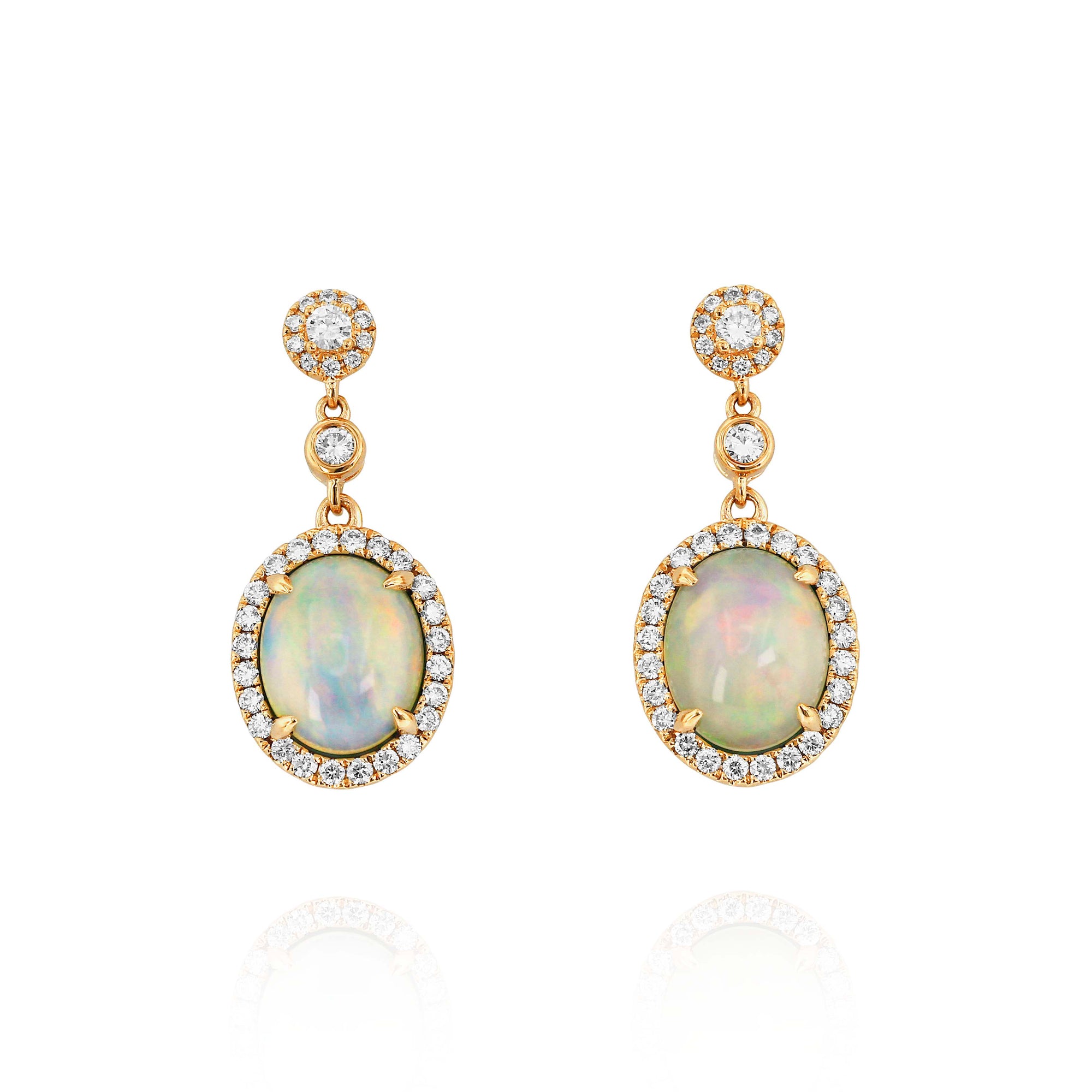Opal and Diamond Drop Earrings by Yael - Rose Gold - Talisman Collection Fine Jewelers
