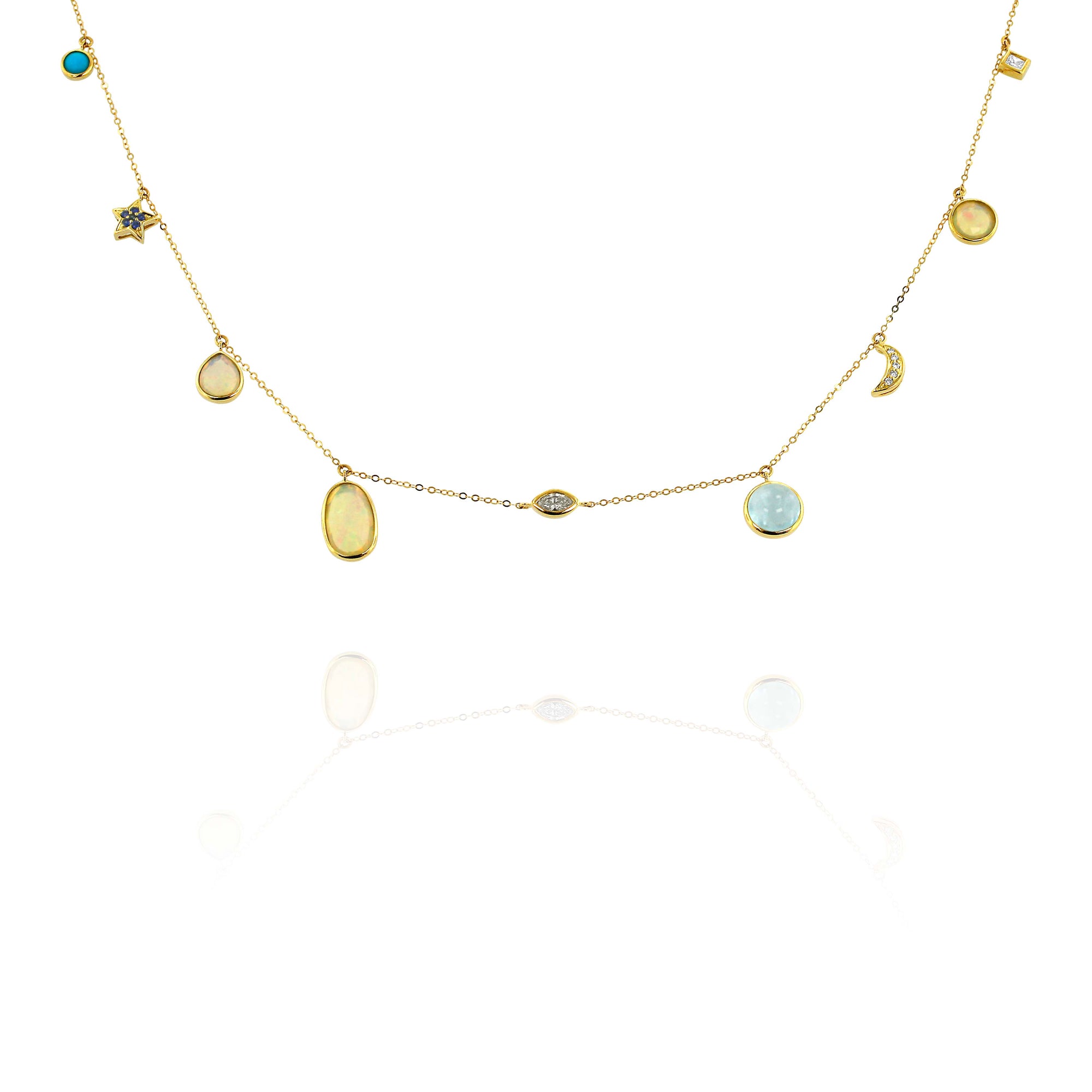 Opal, Aquamarine, and Turquoise Necklace by Yael - Talisman Collection Fine Jewelers
