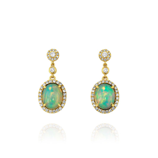 Opal and Diamond Drop Earrings by Yael - Yellow Gold - Talisman Collection Fine Jewelers
