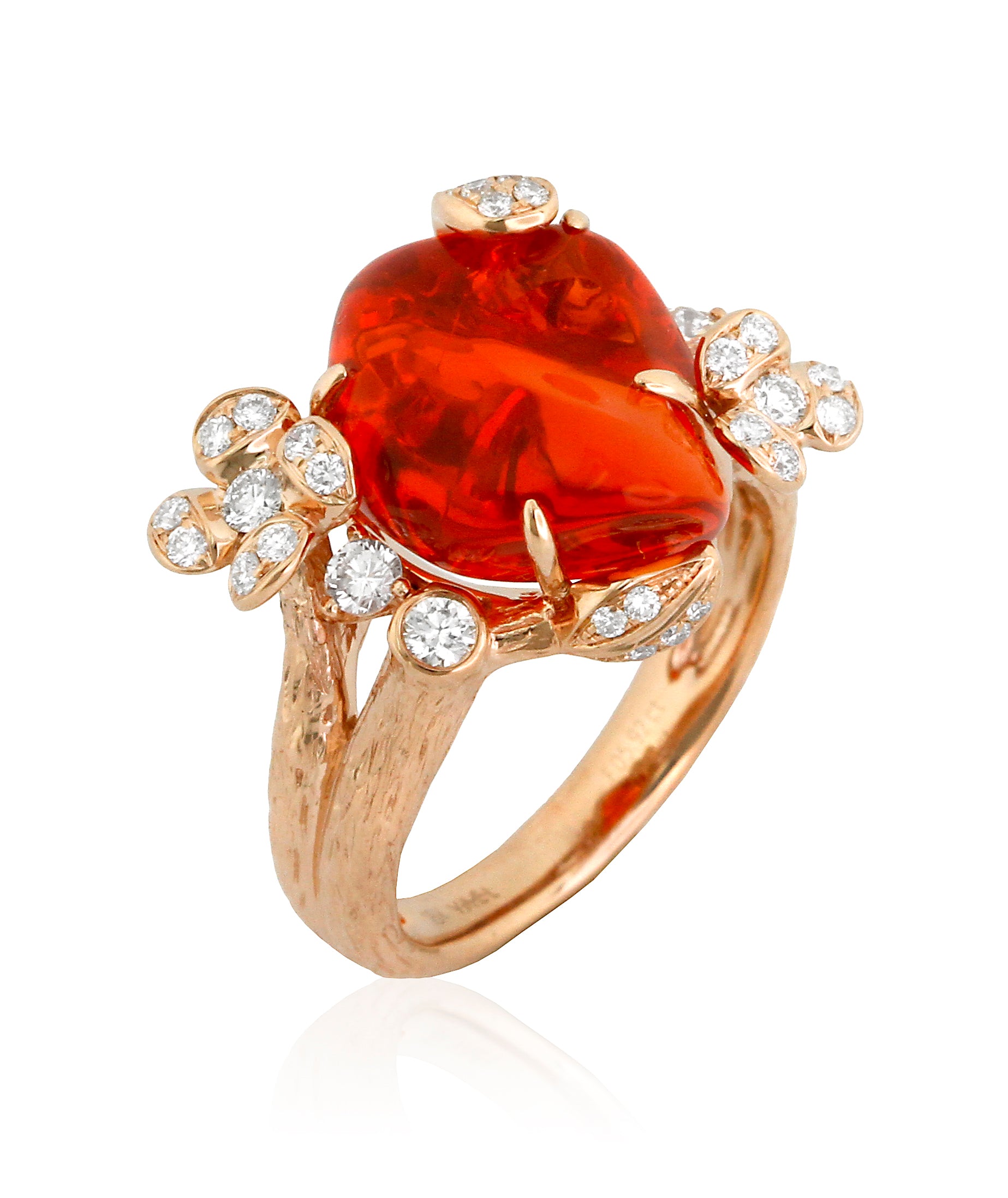 Freeform Fire Opal and Diamond Flora Rose Gold Ring by Yael - Talisman Collection Fine Jewelers